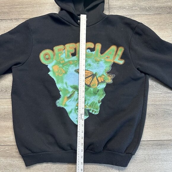 Boohoo Man Official Man Skull Themed Black Hoodie Sweatshirt Size M - Picture 5 of 5